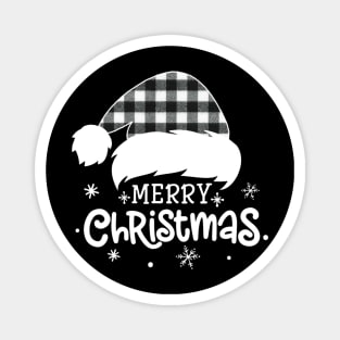 Merry Christmas Buffalo White Plaid Santa Hat Xmas Holiday Magnet